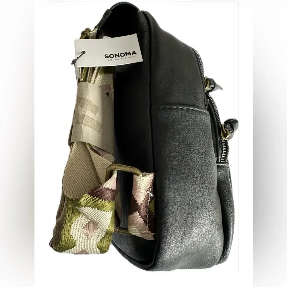 🖤 Sonoma Black Crossbody Bag NWT Multi Zip Trendy Strap